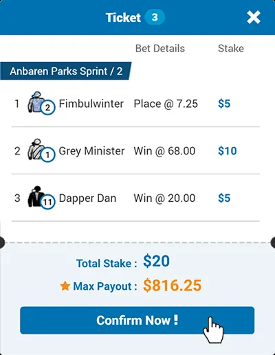 Virtual horse ticket